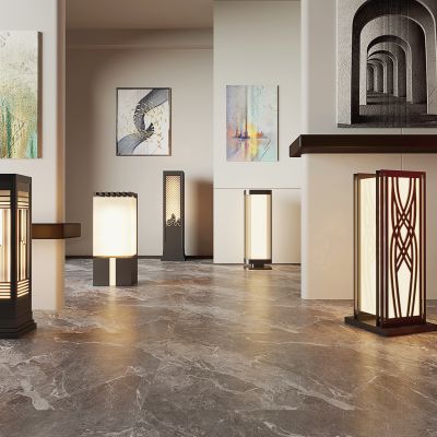 现代中式景观灯 草坪灯 庭院灯 户外灯场景组合