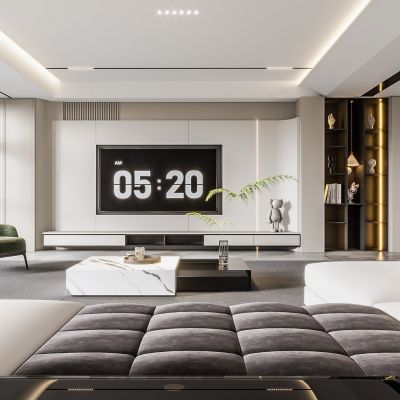 现代客厅 无主灯客厅 沙发组合 茶几组合 饰品摆件