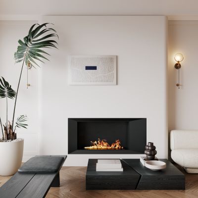 侘寂，壁炉，茶几，盆栽，凳子