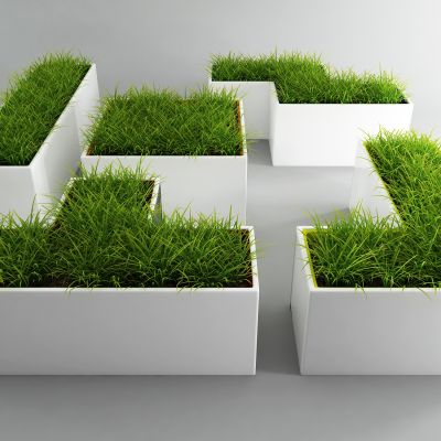 现代户外花坛3D模型
