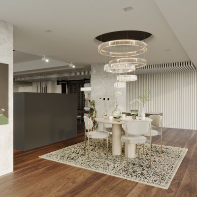 侘寂风大平层餐厅，摆件