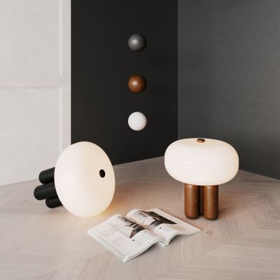 侘寂，台灯，原木，玻璃，球形