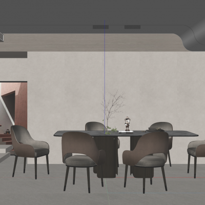 奶油原木风岩板会客厅