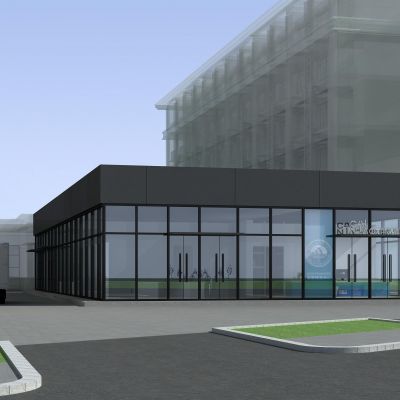 现代 菜鸟译站 4s店 玻璃小房