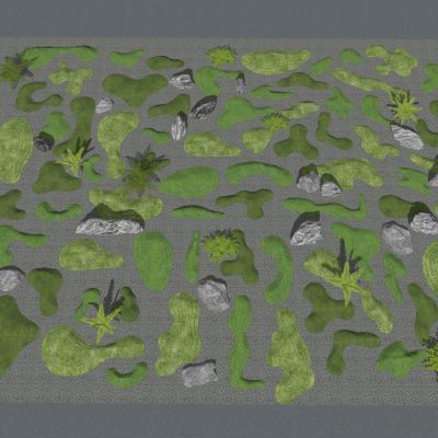 现代微地形 枯山水 绿岛 草坡 坡地 山包 石头绿植 园路地形