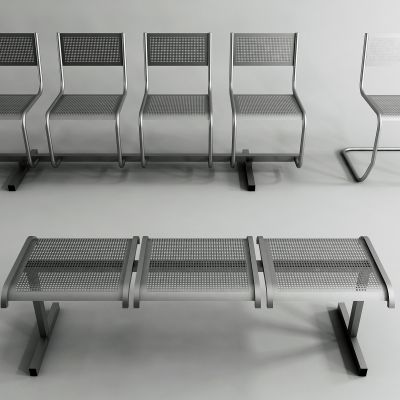 现代公共椅  长条椅  金属椅