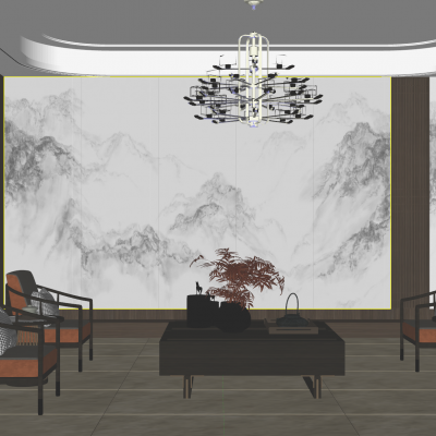 新中式客厅沙发墙