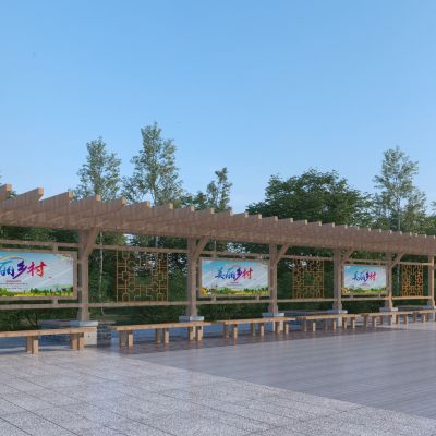 新中式廊架3D模型