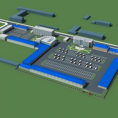 地面规划 现代 厂区 办公 车库