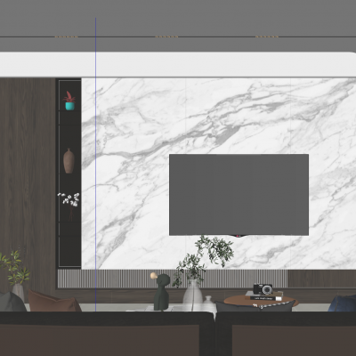 轻奢原木风岩板客厅