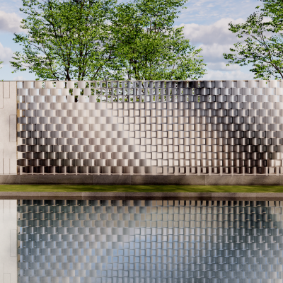 现代景墙围墙_玻璃砖景墙_户外景墙_形象墙_艺术景墙_文化墙