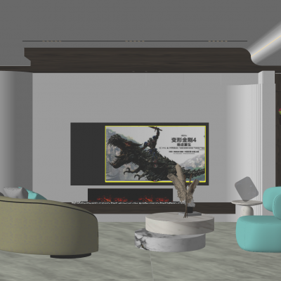 轻奢原木风客厅电视墙