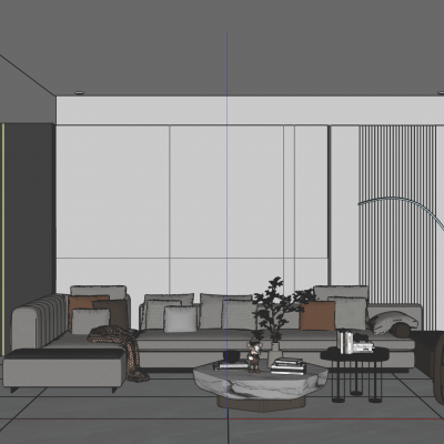 意式轻奢奶油风客厅沙发墙