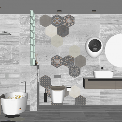 简约风质感瓷砖卫生间