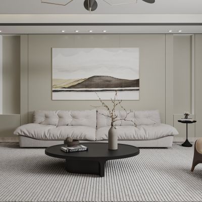 现代客厅 沙发茶几摆件 落地灯