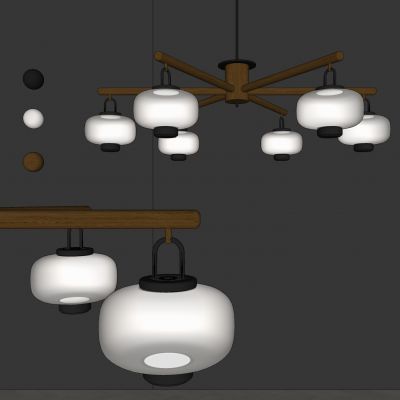 侘寂，木作，吊灯，灯笼，多头，餐厅灯