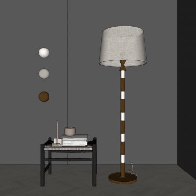 侘寂，中古，原木，落地灯，拼色，灯罩