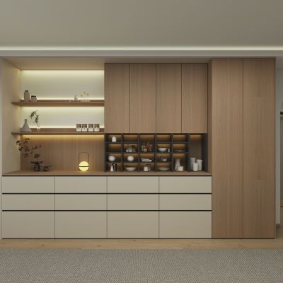 现代奶油风餐边柜