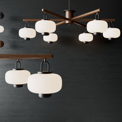 侘寂，木作，吊灯，灯笼，多头，餐厅灯