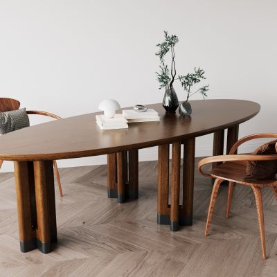 侘寂，中古，原木，拼色，餐桌，餐桌椅