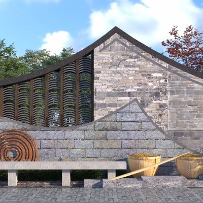 中式民俗景墙3D模型