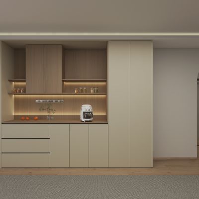 现代奶油风餐边柜