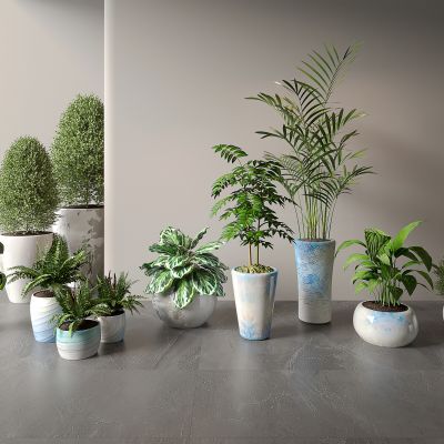 现代植物堆 绿植盆栽组合模型