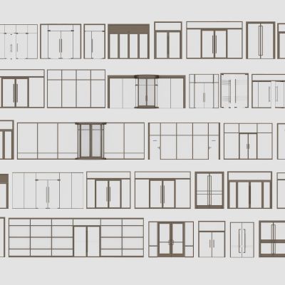 现代玻璃门组合，玻璃大门，办公室玻璃隔断，写字楼玻璃大门，双开门，旋转门