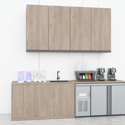 现代茶水柜，咖啡柜，公司茶水间茶水柜，休息区咖啡柜，咖啡机，冷藏柜，纸杯