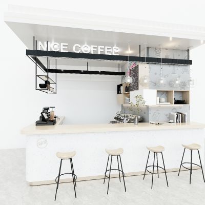 工业风咖啡店，咖啡厅，奶茶店前台，吧台服务台，收银台，操作台，咖啡机设备