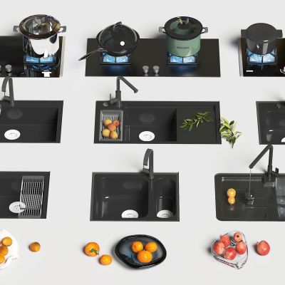水槽 洗碗池 洗菜盆 水龙头 燃气灶 锅具 嵌入式水槽