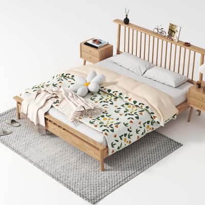 北欧实木双人床组合