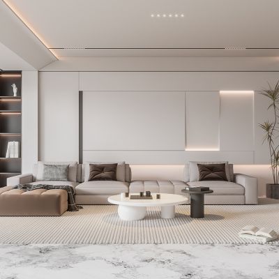 现代客厅 无主灯客厅 沙发组合 茶几组合 饰品摆件 