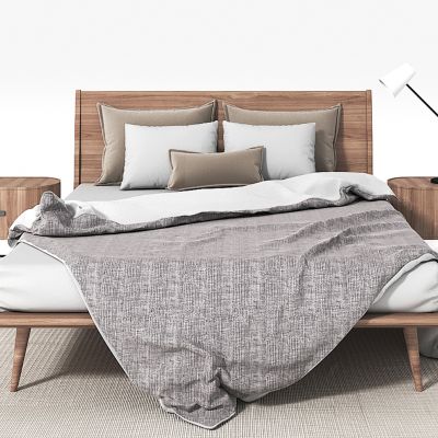 北欧实木双人床2