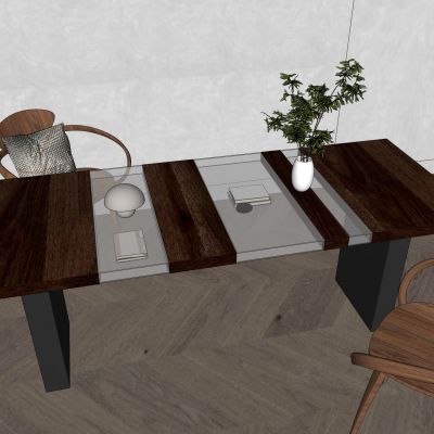 侘寂，中古，原木，玻璃，长桌，餐桌，餐桌椅