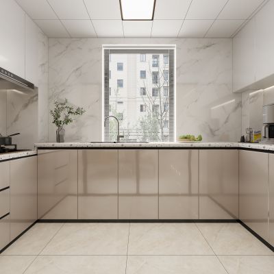 现代厨房，厨房，橱柜