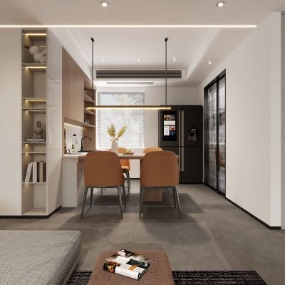 现代餐厅，餐厅，酒柜，入户，餐桌