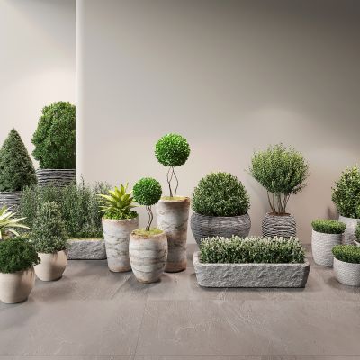 现代绿植盆栽自然风花盆 绿植花盆组合