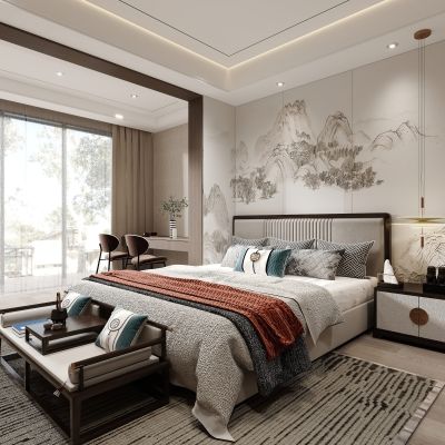 新中式卧室，卧室，主卧