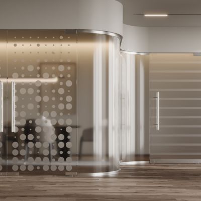 现代玻璃门 推拉门 双开门 弧形玻璃