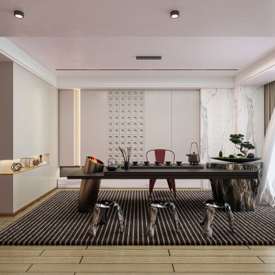 新中式书房书桌椅组合