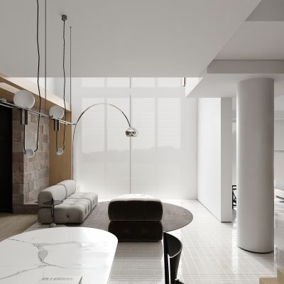 现代极简复式客餐厅