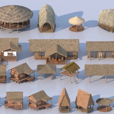 现代茅草屋3D模型