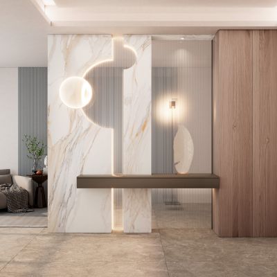 轻奢奶油风长虹玻璃玄关