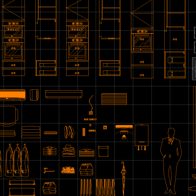 橱柜、衣柜定制类板式CAD动态块