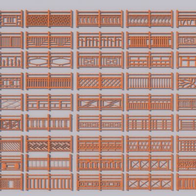 中式木栏杆3D模型