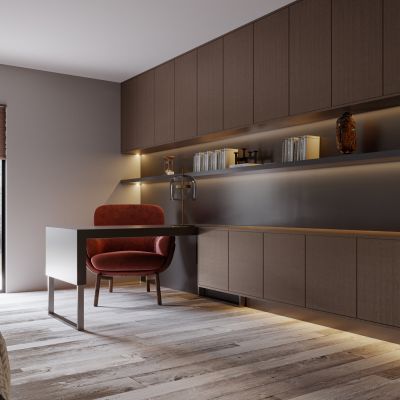 现代轻奢休闲书房，摆件