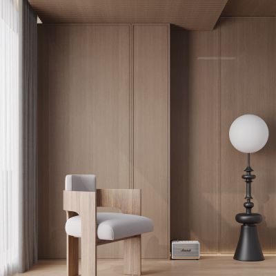 现代悠闲区 单人沙发 落地灯