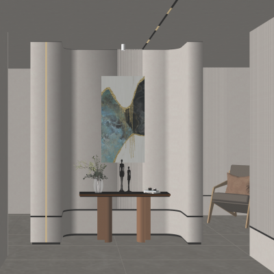 奶油诧寂风环抱式玄关