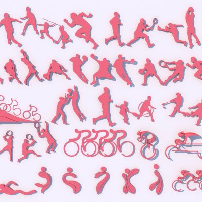 现代运动剪影3D模型